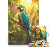 Puzzle per adulti da 1000 pezzi: Ara blu e oro nella giungla, gioco rompicapo, assemblaggio di figure, ottimo regalo per gli appassionati di videogiochi 38x52cm