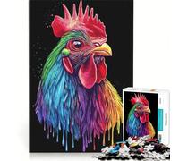 Puzzle per adulti da 1000 pezzi arcobaleno gallo rosso del Rhode Island in stile Pop Art giocattolo fai-da-te divertente antistress con poster e foglio di curiosità abbinati 38x52cm