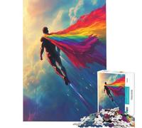 Puzzle per adulti da 1000 pezzi arcobaleno supereroi volo giochi rilassanti gioco educativo sfida regalo di compleanno taglio di precisione (dimensioni 75x50cm)
