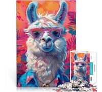 Puzzle per adulti da 1000 pezzi Arte dell'alpaca e del lama Fatto di legno，per e da 14 anni in su Gara di velocità a mano Migliorare l'amore tra le coppie。misurare：50x75cm/19.68x29.52pollice