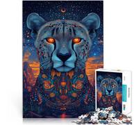 Puzzle per adulti da 1000 pezzi “Arte fantasy del ghepardo” Fatto di legno,Adatto a partire dai 14 anni Regali per la decorazione della casa Regali difficili per donne e uomini。misurare:50x75cm