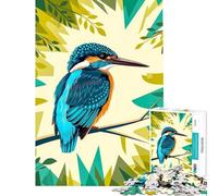 Puzzle per adulti da 1000 pezzi arte moderna martin pescatore su un ramo d'albero gioco per famiglie giocattolo educativo ottimo regalo per chi ama giocare e migliorare la memoria (dimensioni 38x52cm)