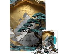 Puzzle per adulti da 1000 pezzi astratto bonsai dorato stimolante per la mente ideale per l'esercizio mentale regalo antistress per donne dai 14 anni in su (38x26cm)