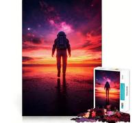 Puzzle per adulti da 1000 pezzi: Astronauta al tramonto,gioco di logica,divertente e facile da giocare,regalo di Natale (50x75cm)