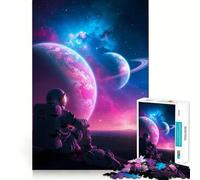 Puzzle per adulti da 1000 pezzi: Astronauta che contempla i pianeti nello spazio Gioco divertente e stimolante,ideale per il tempo libero,perfetto per compleanni e come regalo (38x52cm)