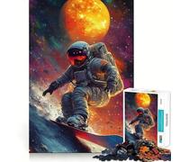Puzzle per adulti da 1000 pezzi: astronauta che fa snowboard nello spazio,decorazione pulita e adatta,gioco stimolante per la mente,regalo di compleanno (38x26cm)