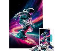 Puzzle per adulti da 1000 pezzi astronauta che fa snowboard nello spazio gioco impossibile giocattolo educativo regalo di compleanno taglio di precisione (dimensioni 50x75cm)