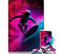 Puzzle per adulti da 1000 pezzi, astronauta che fa surf nello spazio, giocattoli educativi per imparare, attività divertenti da fare a casa, regalo di compleanno, regali da viaggio (75x50cm)