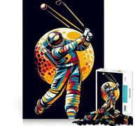 Puzzle per adulti da 1000 pezzi: Astronauta che gioca a golf,Wpap,taglio liscio,arte,giocattolo per l'allenamento cerebrale,divertimento per il tempo libero,regalo di compleanno (38x52cm)