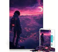 Puzzle per adulti da 1000 pezzi: Astronauta che osserva uno scenario urbano futuristico Decorazione elegante e funzionale Gioco stimolante per la mente,ideale per momenti di relax e come regalo