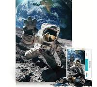 Puzzle per adulti da 1000 pezzi: Astronauta che si fa un selfie sulla Luna Gioco di incastri precisi,sfida mentale,divertimento e relax Decorazione natalizia per la casa (38x52cm)