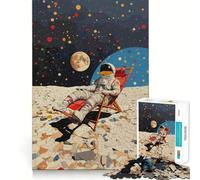Puzzle per adulti da 1000 pezzi: astronauta che si rilassa sulla Luna Gioco di precisione,sfida mentale,divertimento e tranquillità Decorazione natalizia per la casa (38x52cm)