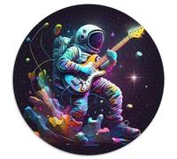 Puzzle per adulti da 1000 pezzi, Astronauta che suona la chitarra, puzzle di carta rotondi, sfida per la mente, regalo, attività educativa per adolescenti (dimensioni 67,5x67,5 cm)