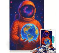 Puzzle per adulti da 1000 pezzi: astronauta che tiene in mano la Terra nello spazio, gioco rompicapo, difficile, ideale come regalo per tutta la famiglia 38x52cm