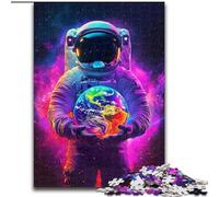 Puzzle per adulti da 1000 pezzi, Astronauta che tiene in mano la Terra Puzzle per adulti da 1000 pezzi, regalo e attività divertenti per la casa (dimensioni 26x38cm)