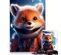 Puzzle per adulti da 1000 pezzi: Astronauta,Cucciolo,Volpe Rossa,Incastro Perfetto,Gioco di Logica e Abilità,Gioco Lento,Regalo di Natale Rilassante (50x75cm)