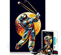 Puzzle per adulti da 1000 pezzi: Astronauta gioca a golf Wpap Premium Cut Play Focus Fun Game Idle Fun Time Xmas Leisure Gift (50x75cm)