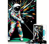 Puzzle per adulti da 1000 pezzi: Astronauta gioca a golf,Wpap,taglio stretto,divertimento,logica,gioco di abilità,relax,divertimento,regalo di compleanno,mente (50x75cm)