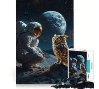Puzzle per adulti da 1000 pezzi "Astronauta incontra gufo cosmico" con intagli lisci,gioco di allenamento mentale,divertimento per il tempo libero,regalo di compleanno (38x52cm)