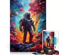 Puzzle per adulti da 1000 pezzi "Astronauta,lo spazio è selvaggio" Gioco di assemblaggio pulito e divertente per stimolare la mente e rilassarsi Attività per compleanno (38x26cm)