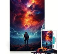 Puzzle per adulti da 1000 pezzi: Astronauta nella tempesta di nebulose,gioco divertente e cognitivo con incastri perfetti,ideale per momenti di svago e per il compleanno (38x52cm)