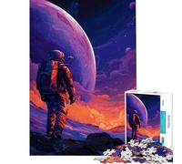 Puzzle per adulti da 1000 pezzi: Astronauta su pianeta alieno arte digitale sfida educativa per tutta la famiglia giochi divertenti per ragazzi dai 14 anni in su (50x75cm)