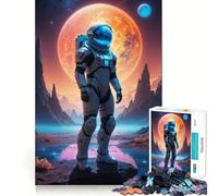 Puzzle per adulti da 1000 pezzi: Astronauta su pianeta alieno,disegno con intagli lisci,gioco per allenare la mente,divertimento per il tempo libero,regalo di compleanno (50x75cm)