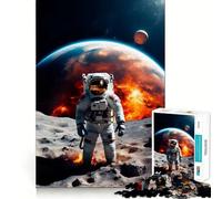 Puzzle per adulti da 1000 pezzi: Astronauta sulla Luna,gioco di logica a incastro,divertente e facile da giocare,regalo di Natale (38x26cm)