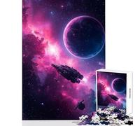 Puzzle per adulti da 1000 pezzi astronavi nella nebulosa con pianeta decorazioni per la casa giocattoli regali di compleanno gioco rompicapo allena il cervello e le mani dimensioni 38x52cm