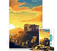 Puzzle per adulti da 1000 pezzi,Atene,Grecia,Pixel Art,Design pulito e compatto,Gioco stimolante per la mente,Momento di relax,Decorazione per compleanno,Regalo (38x52cm)
