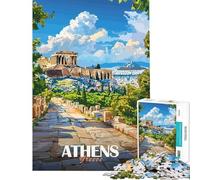 Puzzle per adulti da 1000 pezzi Atene Grecia poster di viaggio puzzle per ragazzi giochi rilassanti vacanza a casa passatempo gioco stimolante regali (dimensioni 38x52cm)