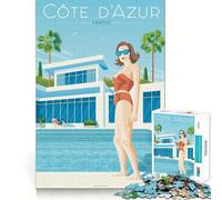 Puzzle per adulti da 1000 pezzi,atmosfera estiva della Costa Azzurra,facile da assemblare,divertente,per risolvere problemi,gioco informale,compleanno,arte e divertimento (38x26cm)