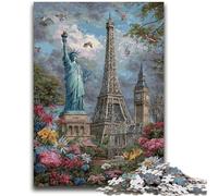 Puzzle per adulti da 1000 pezzi, attrazioni mondiali, difficili da completare ma divertenti e umoristici, regalo di compleanno, regali, arte murale 50x75cm