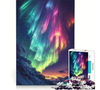 Puzzle per adulti da 1000 pezzi, Aurora Boreale, Cielo Notturno, Giochi Rilassanti, Difficile, con Poster Abbinato e Foglio Curiosità 38x26cm