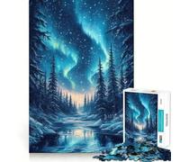 Puzzle per adulti da 1000 pezzi,Aurora Boreale,Foresta,Taglio Premium,Gioco di concentrazione,Divertimento,Tempo libero,Regalo di Natale (38x26cm)
