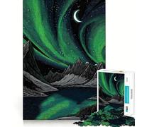 Puzzle per adulti da 1000 pezzi: Aurora boreale su lago di montagna,taglio perfetto,divertente gioco per allenare la mente,gioco rilassante,regalo di compleanno (38x26cm)