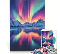 Puzzle per adulti da 1000 pezzi: Aurora boreale sulle montagne Gioco divertente, rilassante e stimolante per la mente, ideale per rafforzare l'amore di coppia 38x52cm