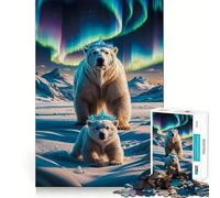 Puzzle per adulti da 1000 pezzi Aurora Orsi polari coronati Incastro perfetto Gioco di logica e abilità Gioco lento Regalo di Natale rilassante (38x52cm)