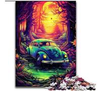 Puzzle per adulti da 1000 pezzi, auto al neon nella natura, in cartone, idea regalo per le feste, opera d'arte umoristica, opera d'arte dettagliata, 1000 pezzi(26x38cm)