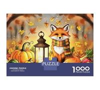Puzzle Per Adulti Da 1000 Pezzi Autumn Fox with Lantern And Pumpkins Puzzle Per Adulti Giochi Rilassanti Analisi E Logica Come Regali Per Tutta La Famiglia 38x26cm/1000pcs