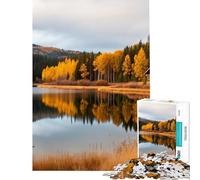 Puzzle per adulti da 1000 pezzi Autunno al lago nel bosco Riflesso nella natura Puzzle da 1000 pezzi Giocattolo educativo Taglio di precisione Gioco divertente per tutta la famiglia (38x52cm)