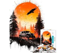 Puzzle per adulti da 1000 pezzi avventura al tramonto con jeep sfida impegnativa da completare divertimento per tutta la famiglia giocattolo decorativo da parete adatto a partire dai 14 anni (38x26cm)