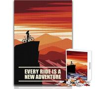 Puzzle per adulti da 1000 pezzi, avventura in bicicletta al tramonto, passatempo tranquillo e appagante, perfetto incastro, taglio di precisione, dimensioni del giocattolo: 38x26cm
