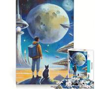 Puzzle per adulti da 1000 pezzi: Avventura spaziale con un gatto gioco rilassante impegnativo da completare ideale come elemento della lista dei desideri con Babbo Natale 38x26cm