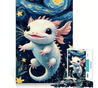Puzzle per adulti da 1000 pezzi Axolotl in Notte Stellata Taglio preciso Gioco di logica divertente Rilassamento Divertimento Regalo di compleanno Mente (38x26cm)