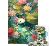 Puzzle per adulti da 1000 pezzi: Axolotl nello stagno delle ninfee Puzzle da 1000 pezzi giocattolo decorativo da parete regalo di Natale o di compleanno (38x26cm)