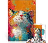 Puzzle per adulti da 1000 pezzi “Baffi di gatto beati” Fatto di carta，da 14 anni in su Interazione genitore-figlio Regalo di compleanno, regali, arte murale。misurare：26x38cm/10.24 x 14.96pollice