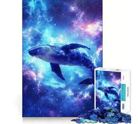 Puzzle per adulti da 1000 pezzi Balena blu nello spazio,taglio perfetto Divertimento assicurato,stimola la mente,ideale per i momenti di relax,perfetto come decorazione natalizia 50x75cm