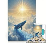 Puzzle per adulti da 1000 pezzi "Balena celeste che sorge verso il sole", gioco interattivo, attività divertente da fare in casa, per rafforzare l'amore tra le coppie 50x75cm