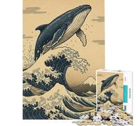 Puzzle per adulti da 1000 pezzi: Balena che salta un'onda Puzzle per adulti gioco di analisi e logica per tutta la famiglia ideale come regalo (dimensioni 38x52cm)